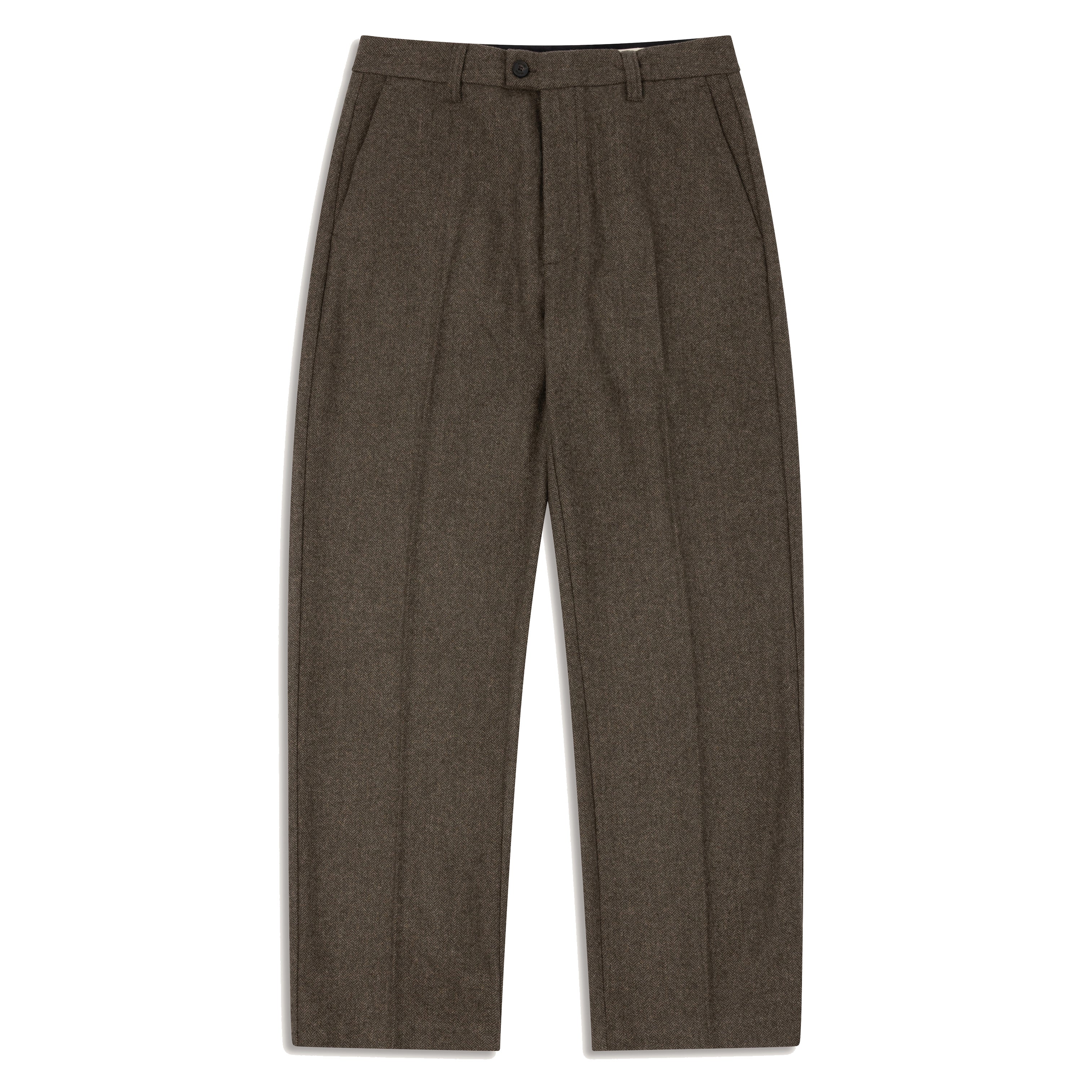 Moray Trouser - Olive Herringbone Wool Blend