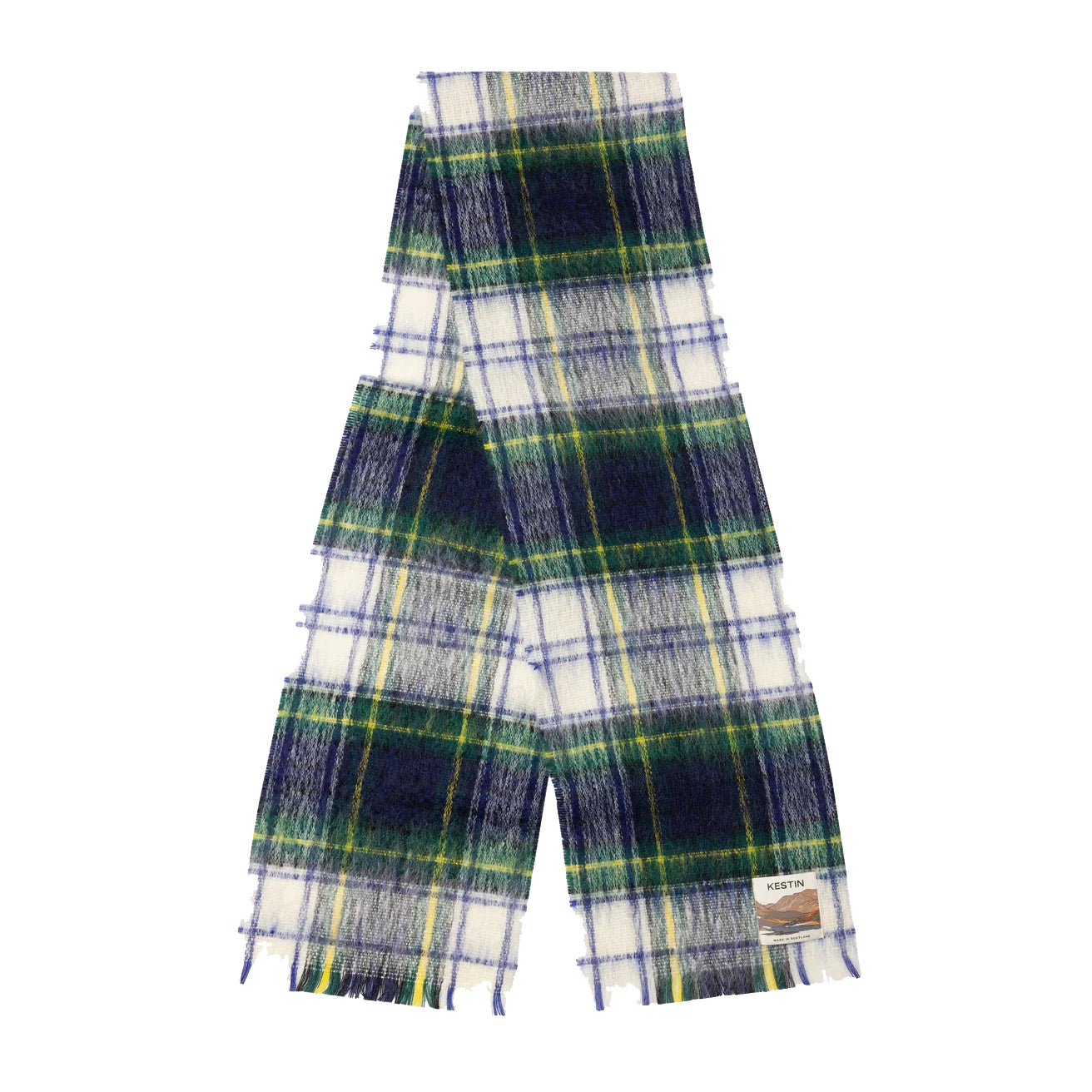 Muir Brushed Scarf - White Check Mohair Blend