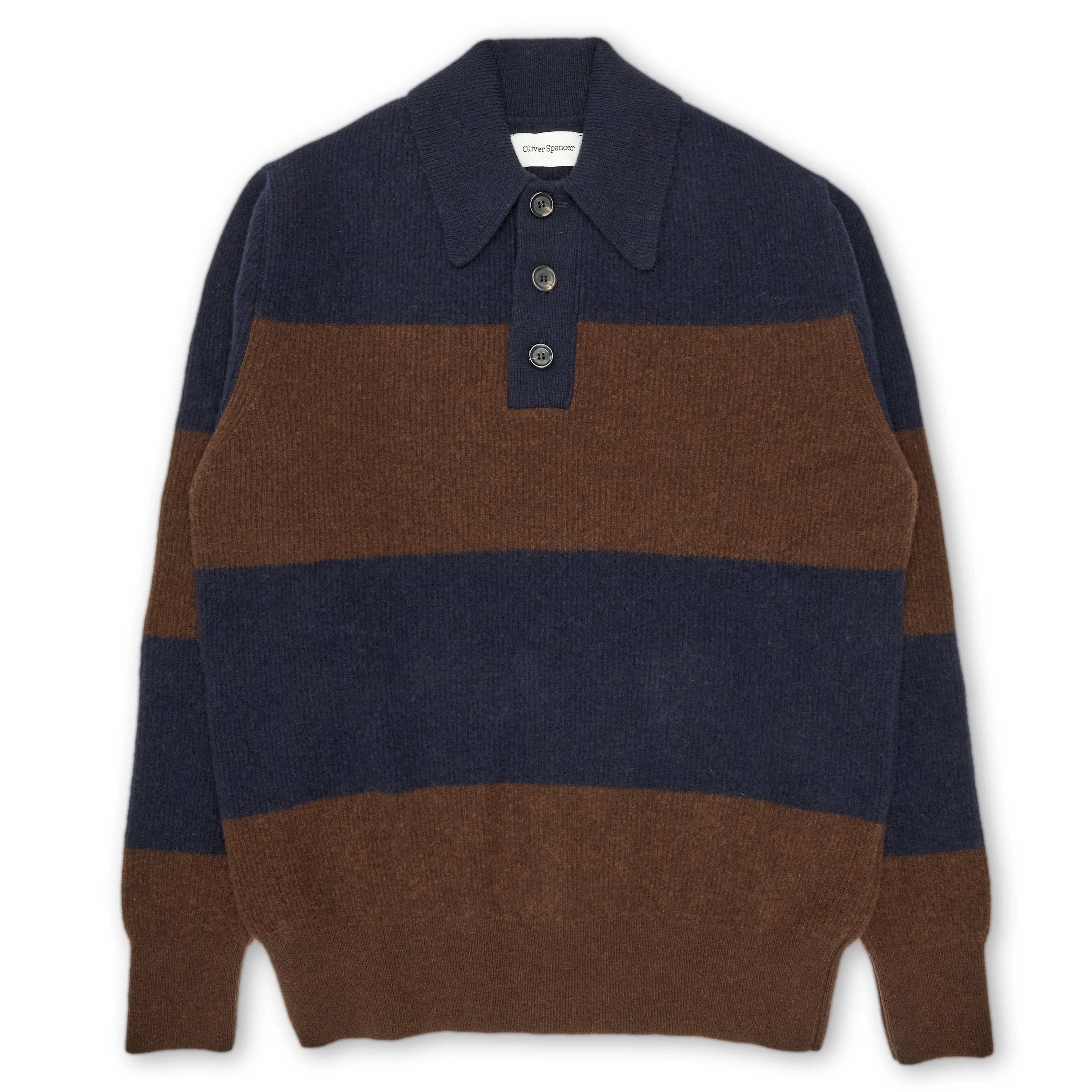 Wren Knitted Polo Shirt - Paxton Navy/Brown