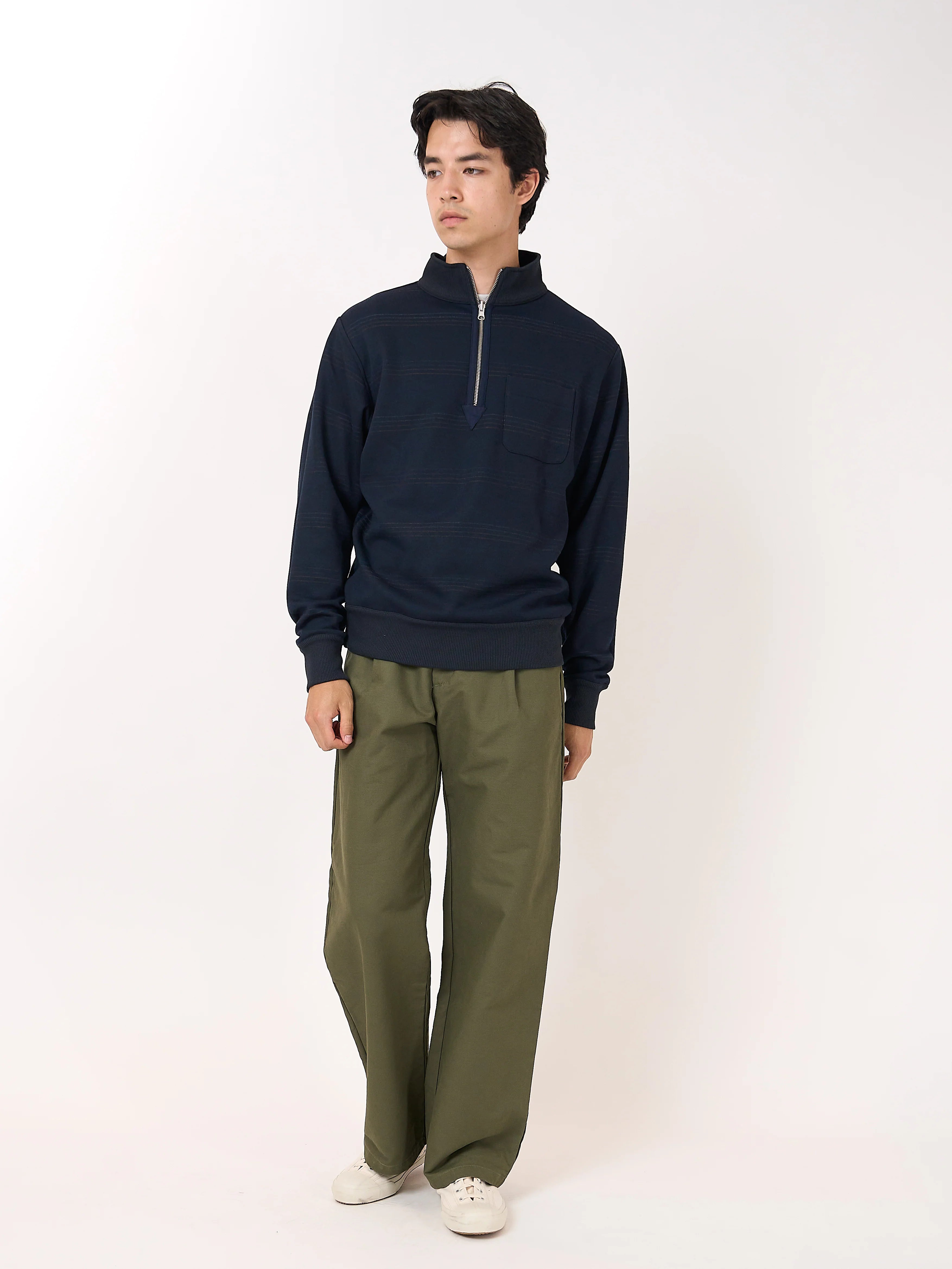 Reversible Half Zip Sweatshirt - Hinkley Navy/Green