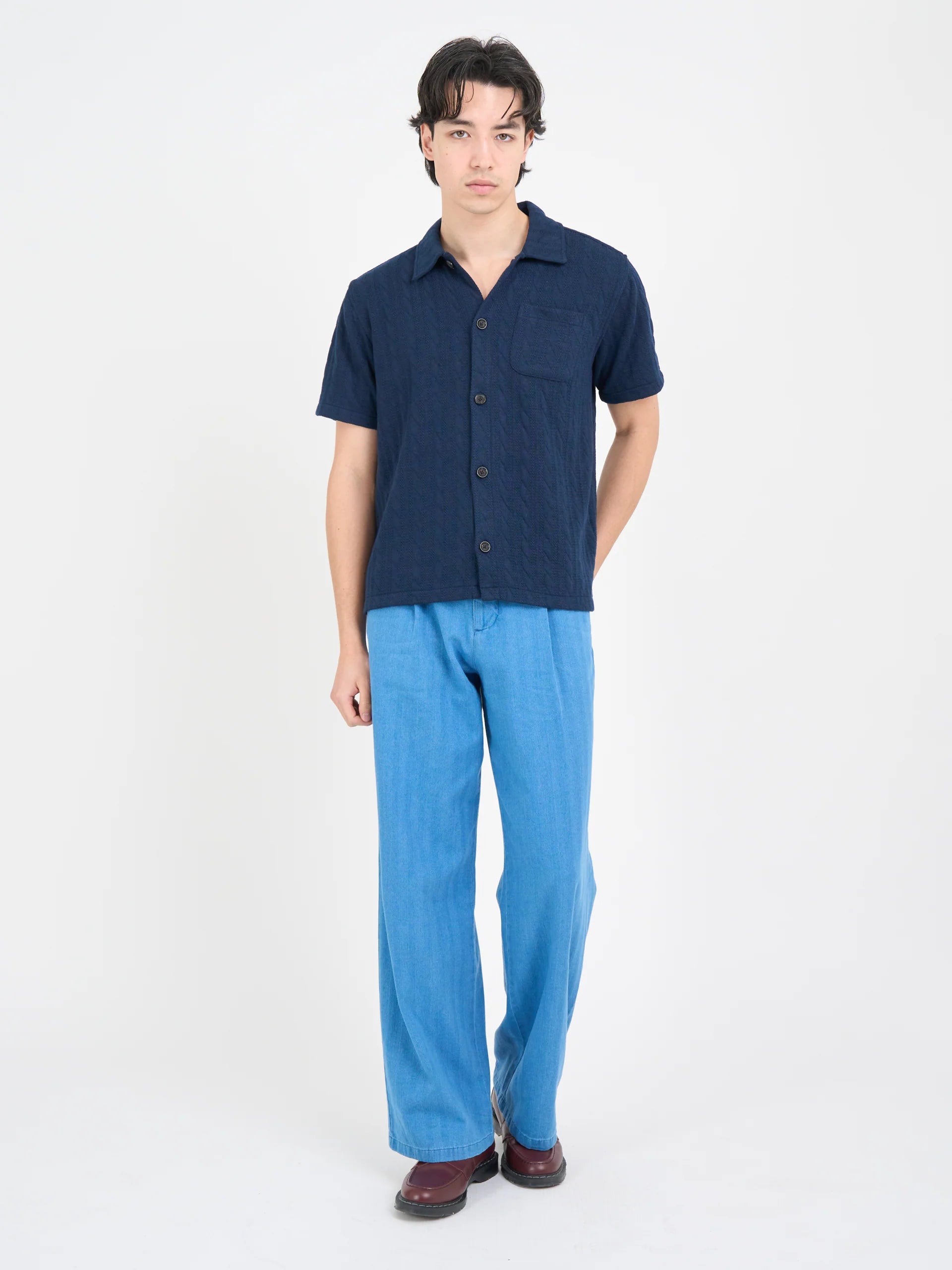 Ashby Short Sleeve Jersey Shirt - Weaver Navy