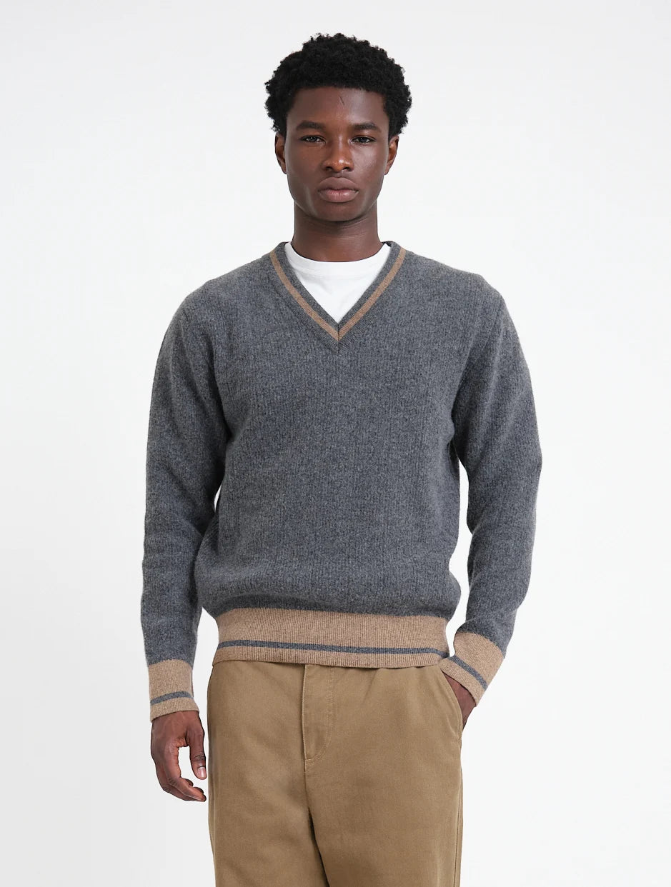 Hawes V Neck Jumper - Charcoal Colvin