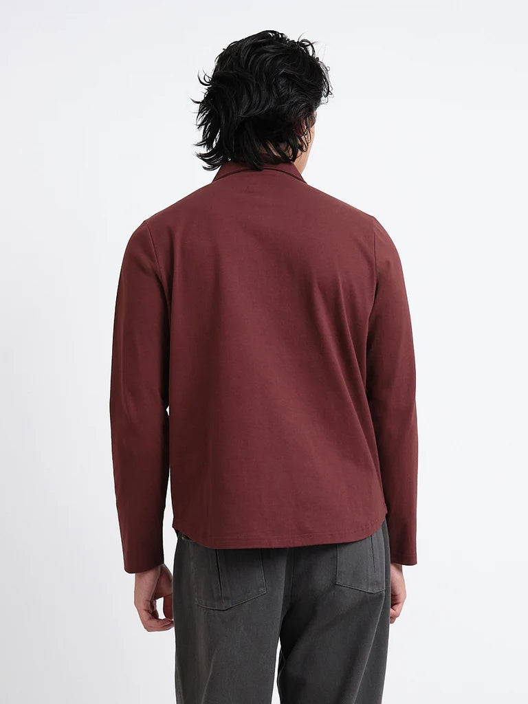 Mersey Long Sleeve Polo Shirt - Maroon Parton
