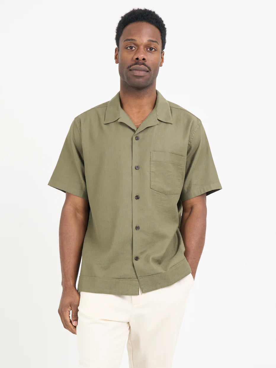 Havana Short Sleeve Shirt - Eastman Green Linen Mix