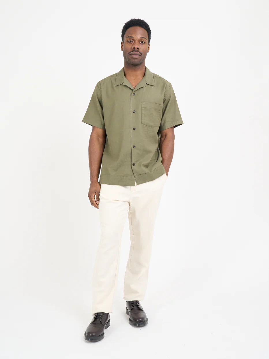 Havana Short Sleeve Shirt - Eastman Green Linen Mix