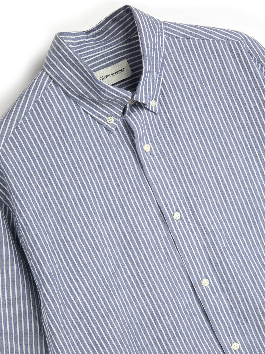 Brook Shirt - Finch Blue/White Seersucker