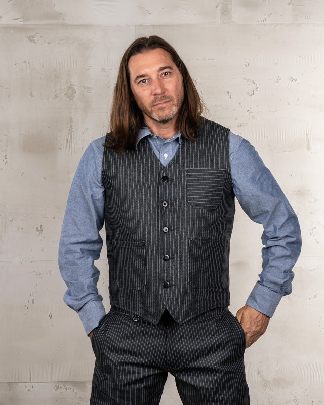 1937 Roamer Vest - Blue Wabash