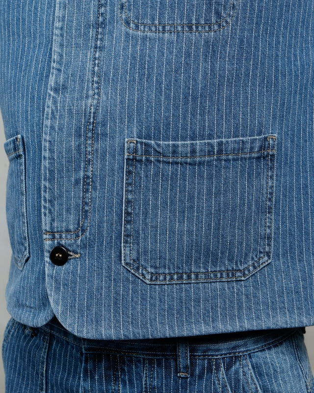 1948 Crafter Vest - Blue Wabash Rinsed