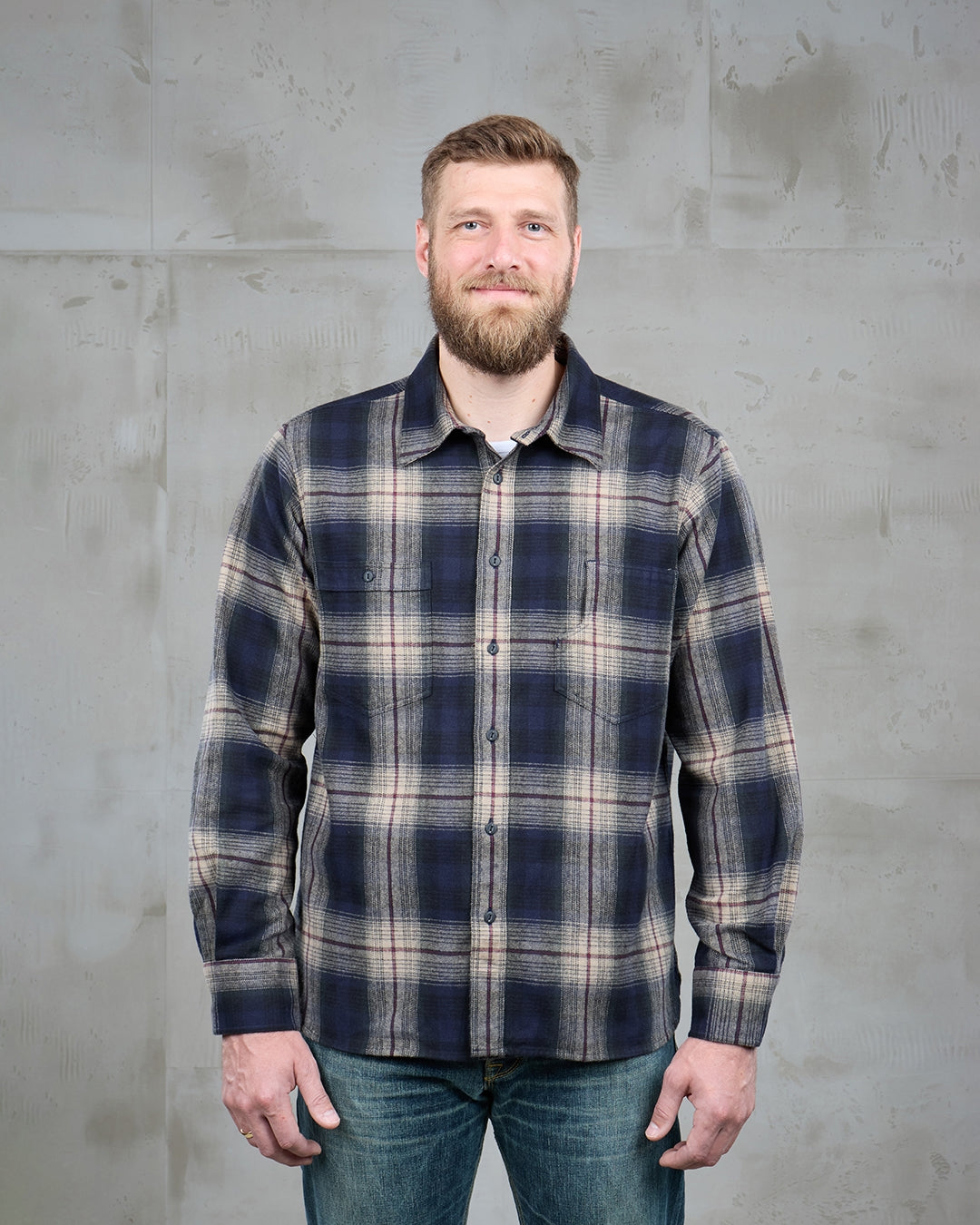 1937 Roamer Shirt - Blue/Beige Check Flannel