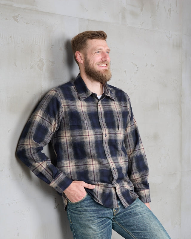1937 Roamer Shirt - Blue/Beige Check Flannel