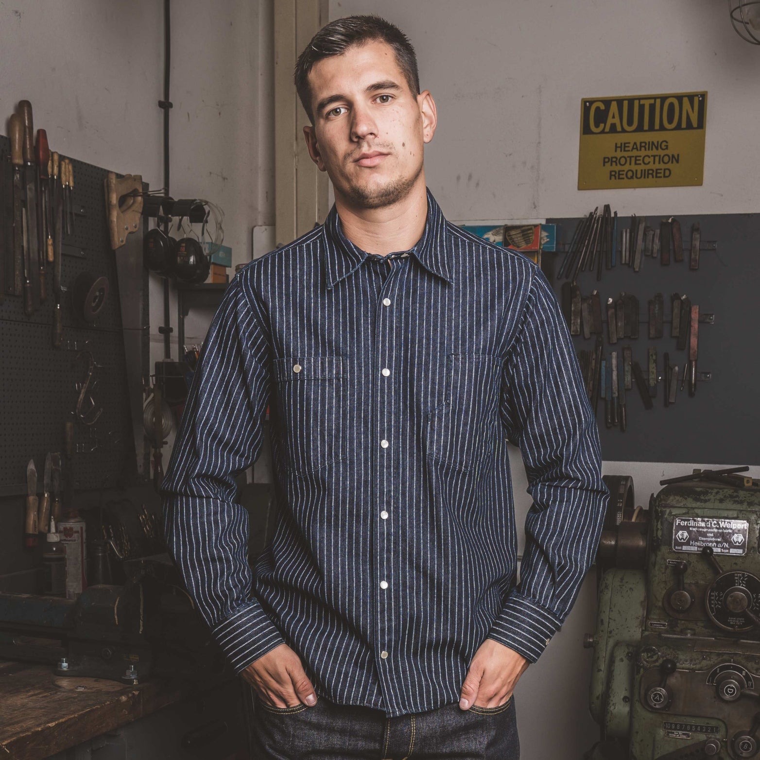 1937 Roamer Shirt - Blue Wabash Denim