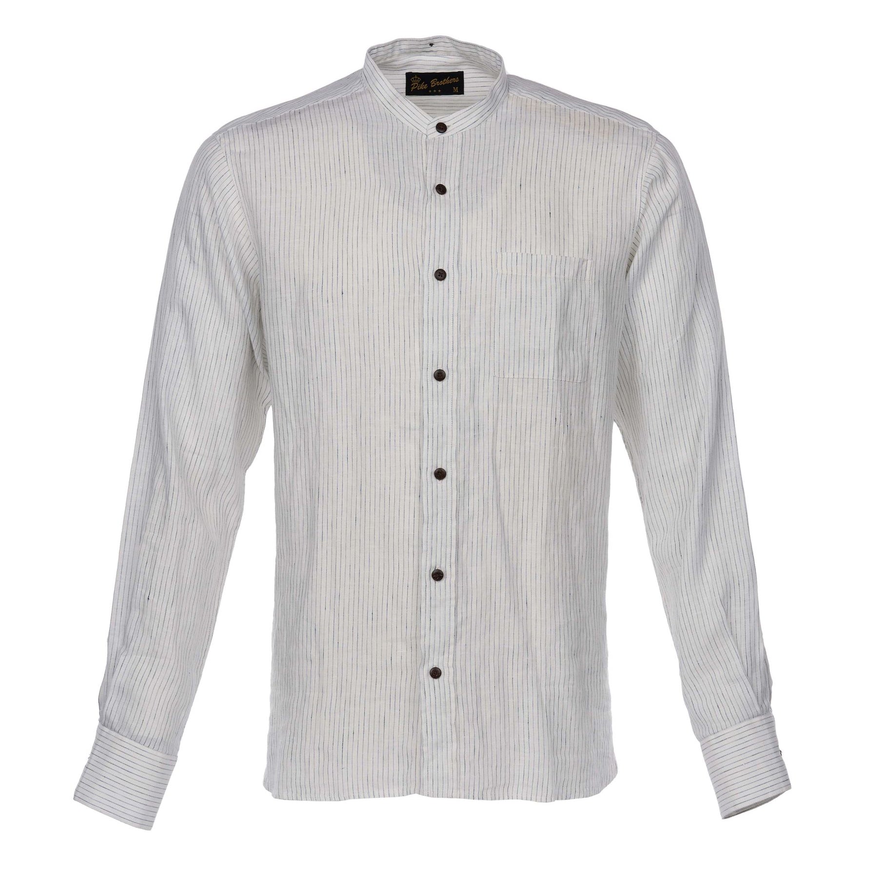 1923 Buccanoy Shirt - White/Blue Linen Stripe