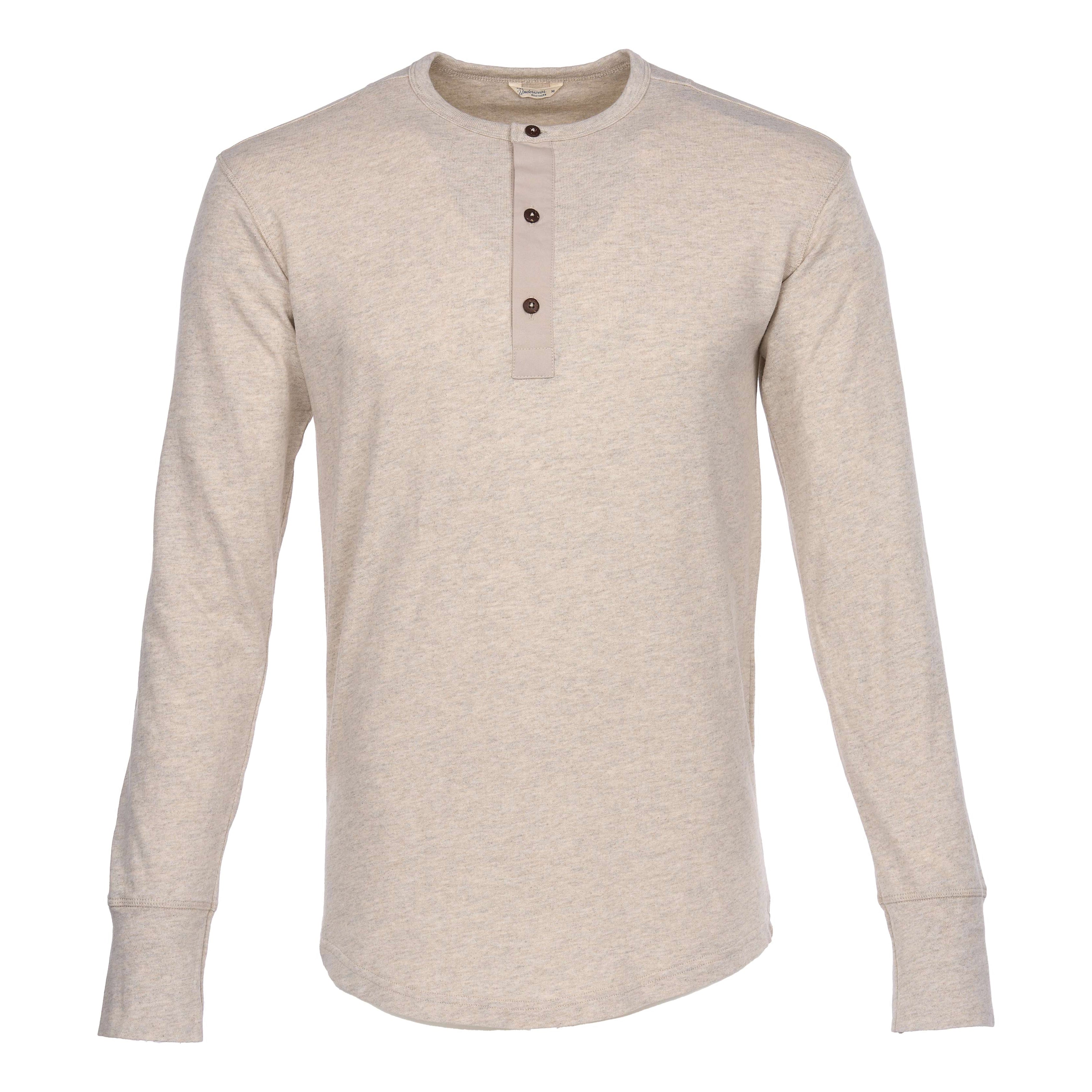Buy online Pike Brothers 1927 Long Sleeve Henley Ecru Melange
