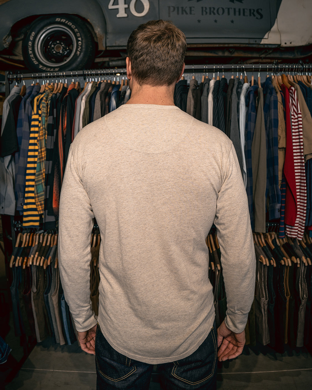 1927 Long Sleeve Henley - Ecru Melange