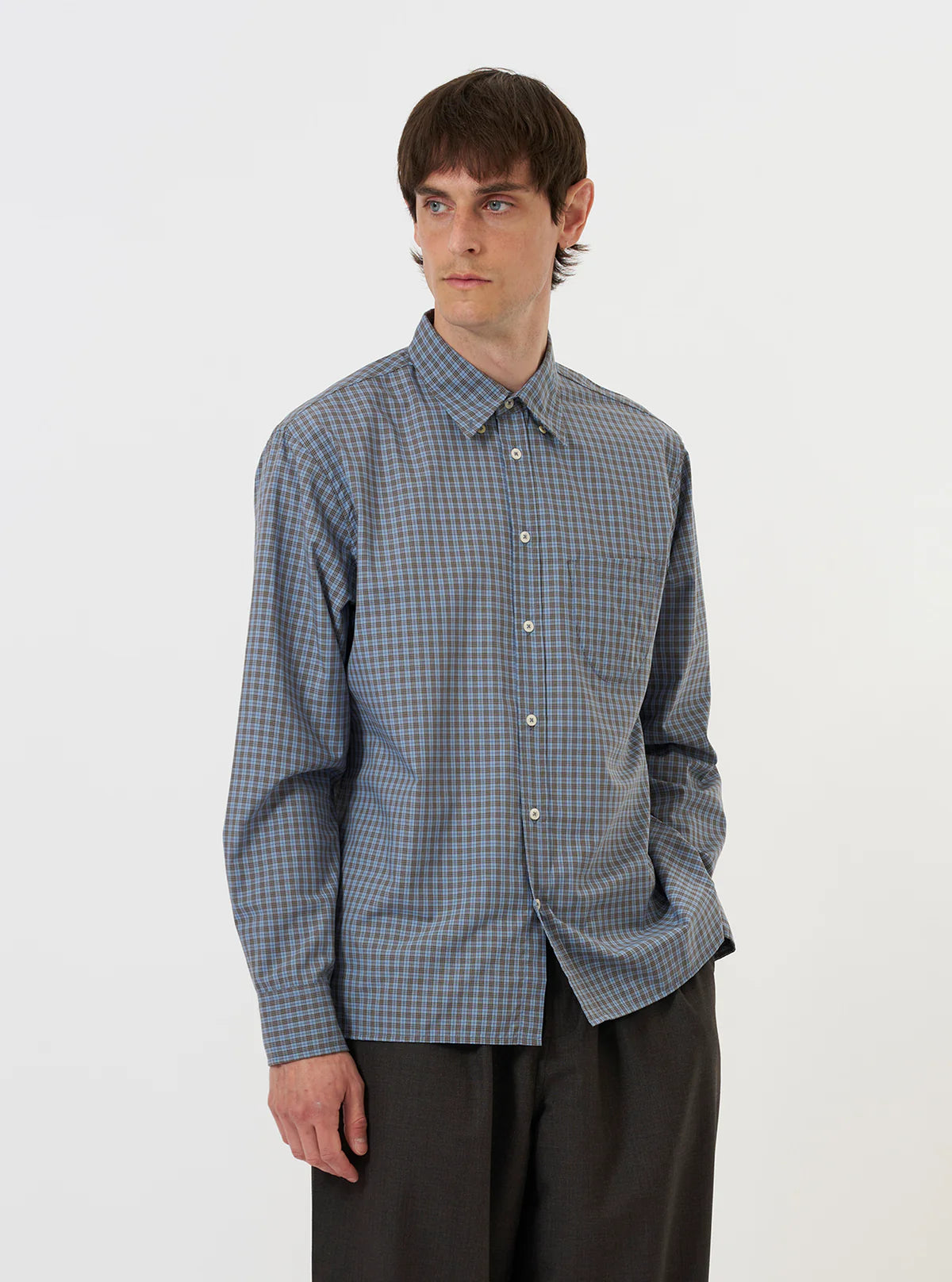 Lazy Day Shirt - Pale Blue Check Plaid