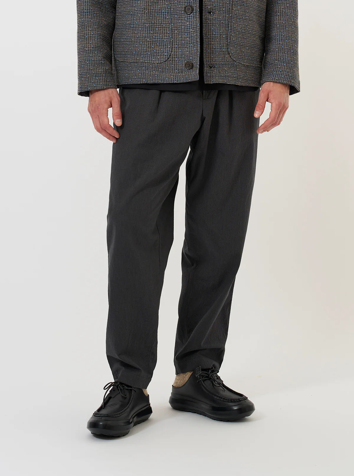 Pleated Track Pant - Charcoal Seattle Cotton
