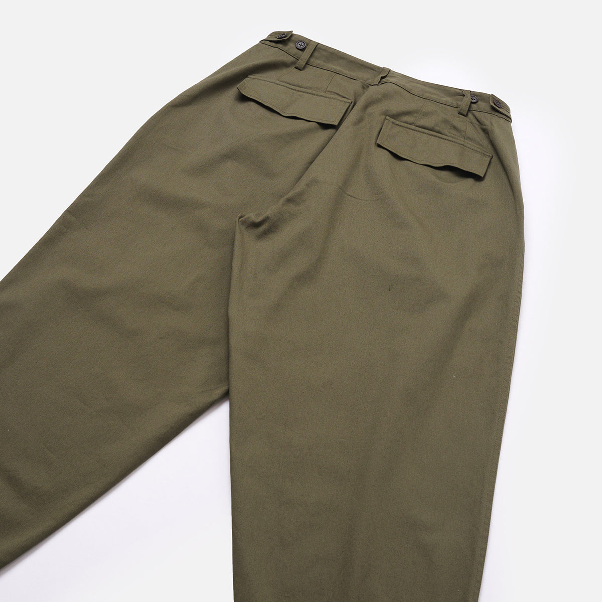 Loose Pilot Trouser - Olive Green Twill