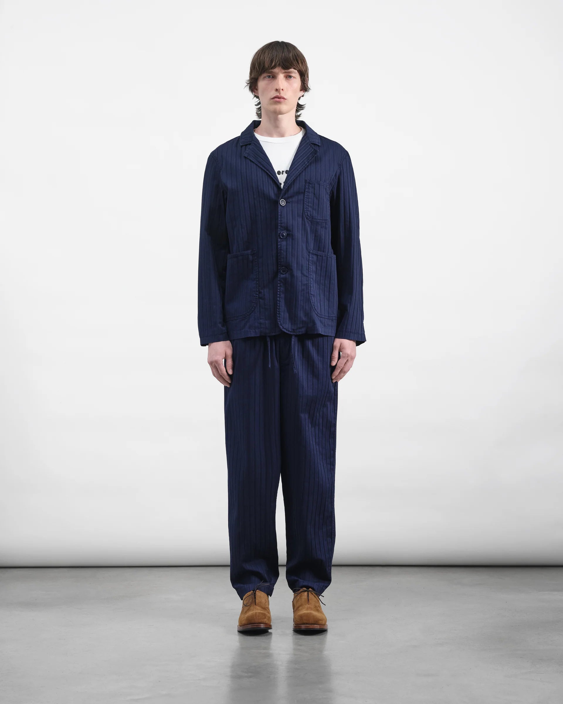 Alva Skate Trouser - Navy Herringbone