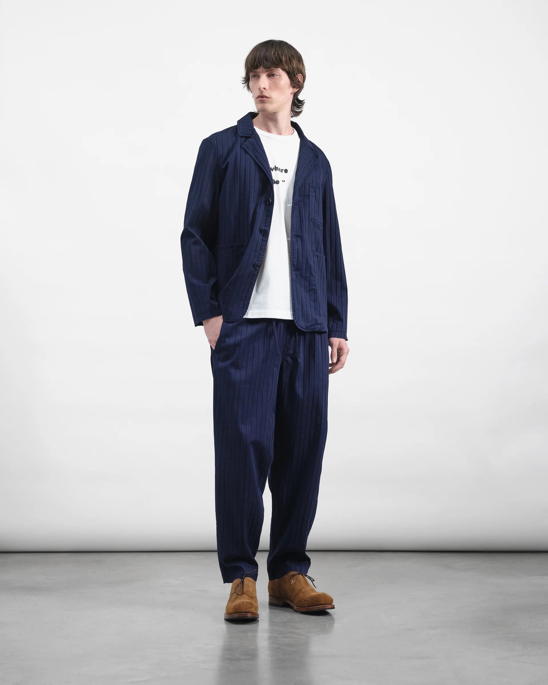 Alva Skate Trouser - Navy Herringbone