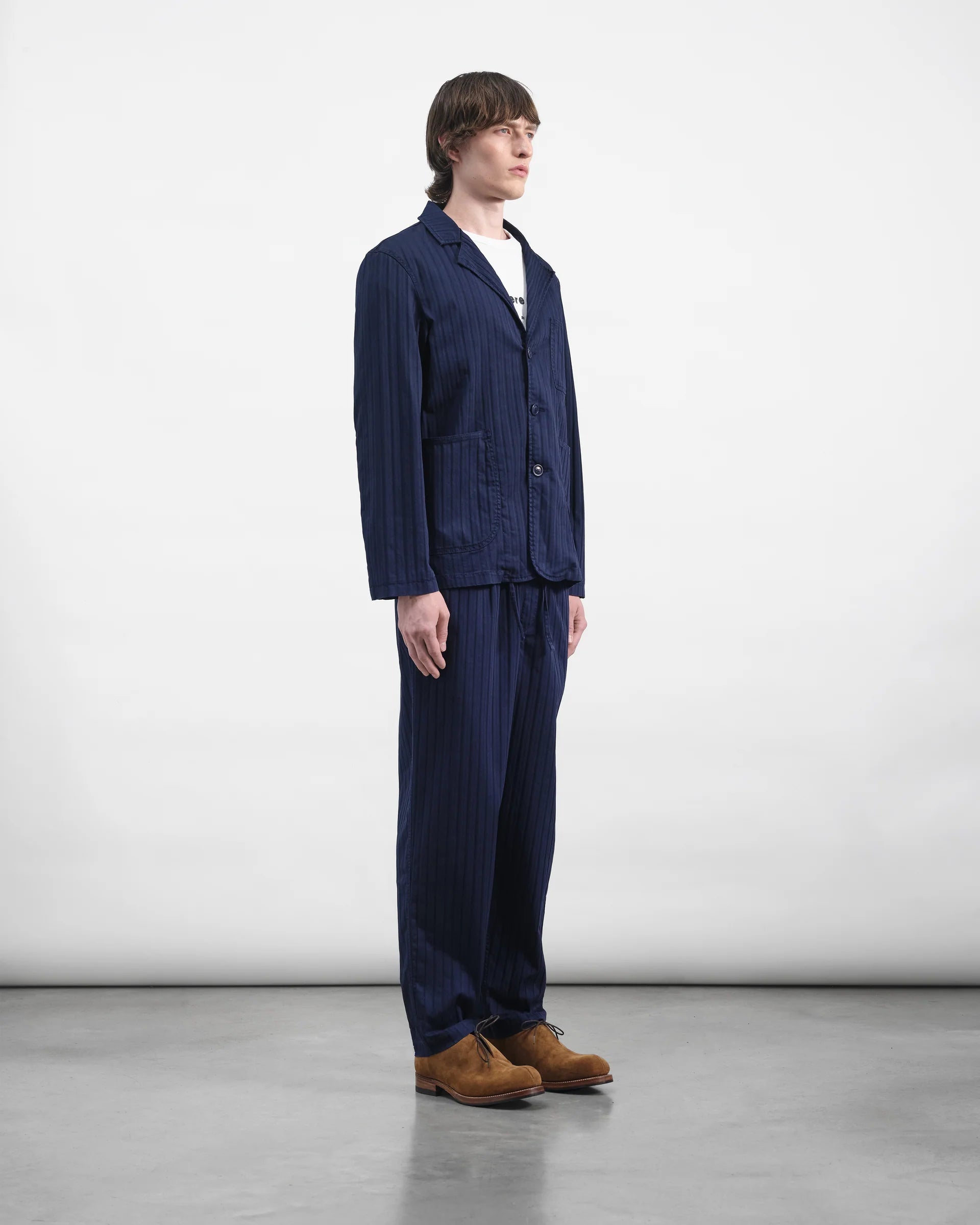 Alva Skate Trouser - Navy Herringbone