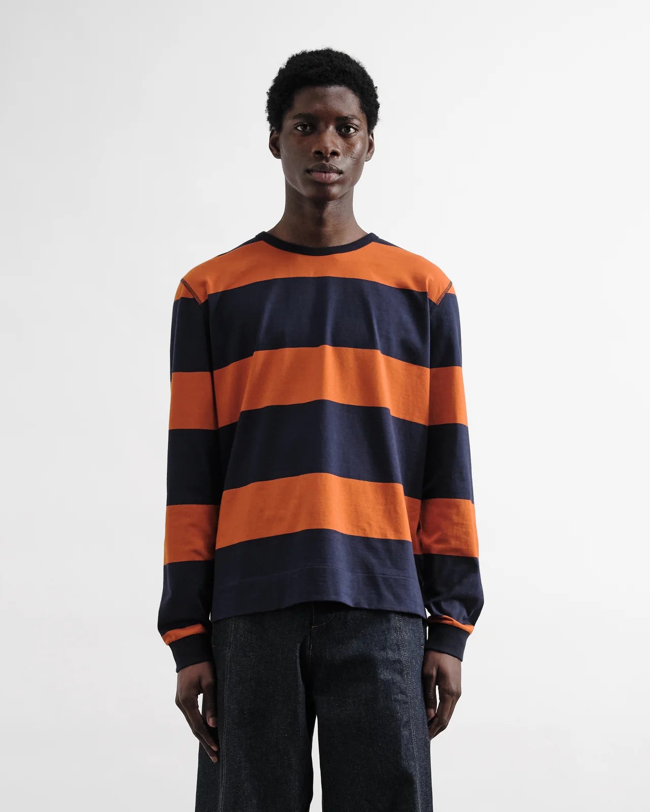 C86 Stripe T Shirt YMC Tab - Navy/Spice