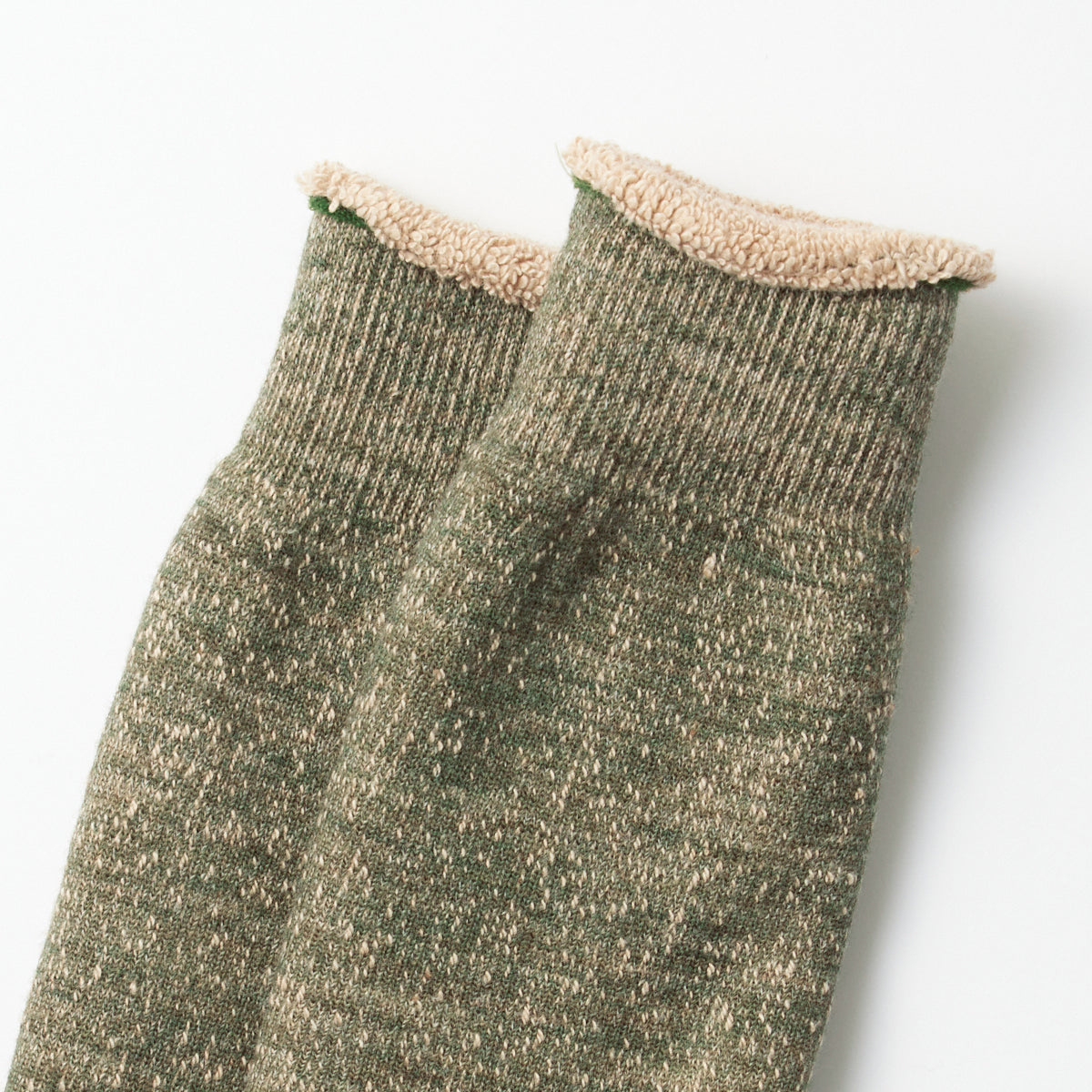 Double Face Crew Socks - Green/Brown