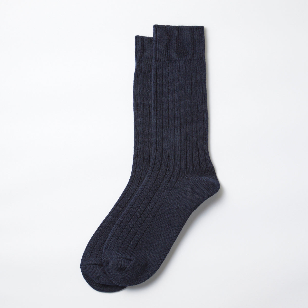 Cotton Wool Ribbed Crew - Navy