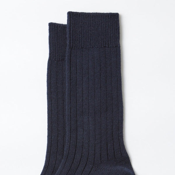 Cotton Wool Ribbed Crew - Navy