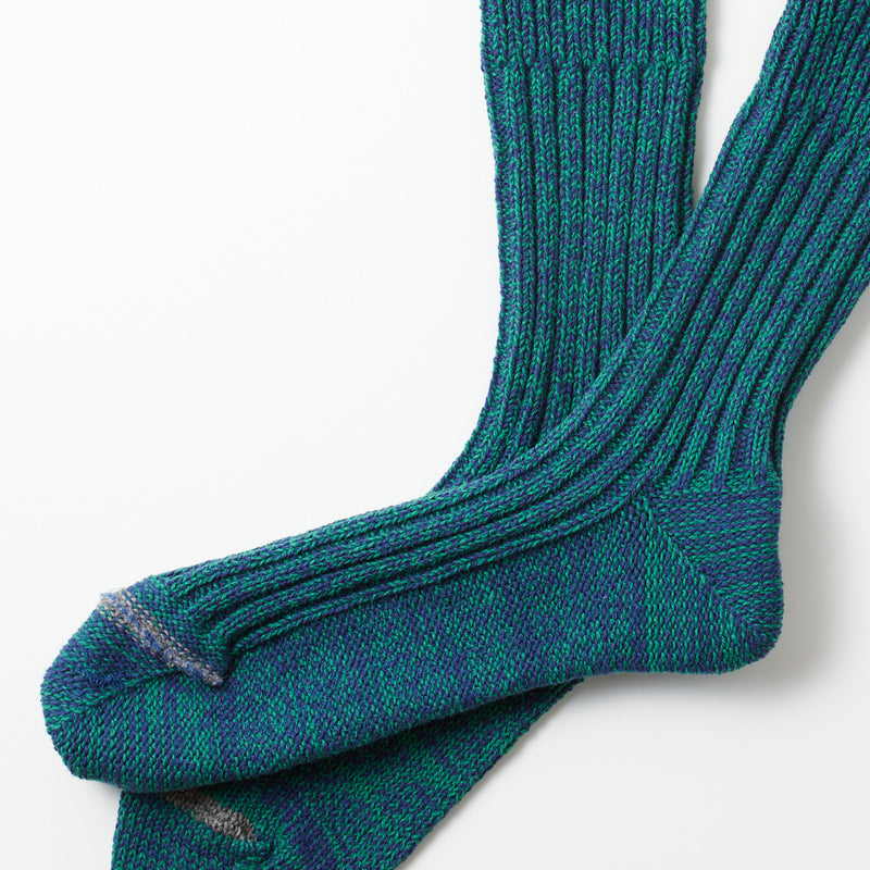 Recycle Cotton Ribbed Crew - Blue/Green