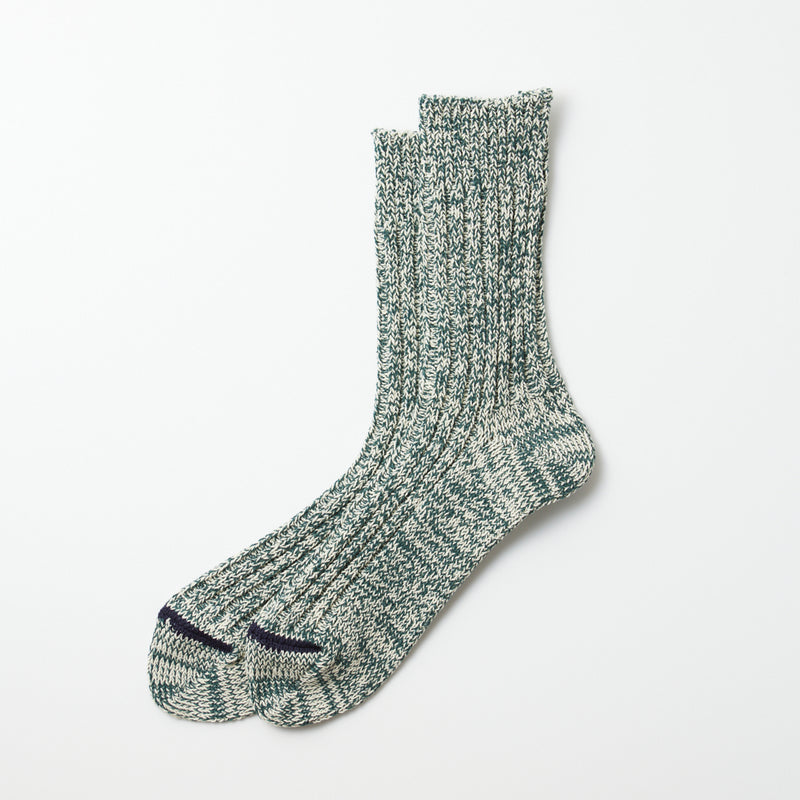 Recycle Cotton Ribbed Crew - D.Green/Ivory