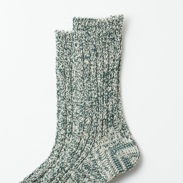 Recycle Cotton Ribbed Crew - D.Green/Ivory