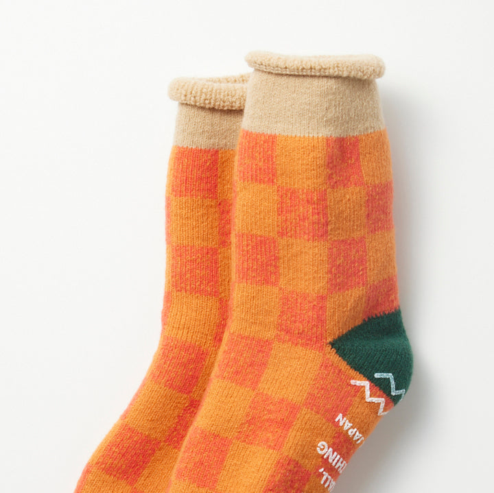 Pile Room "Checkerboard" Socks - Beige/D. Green