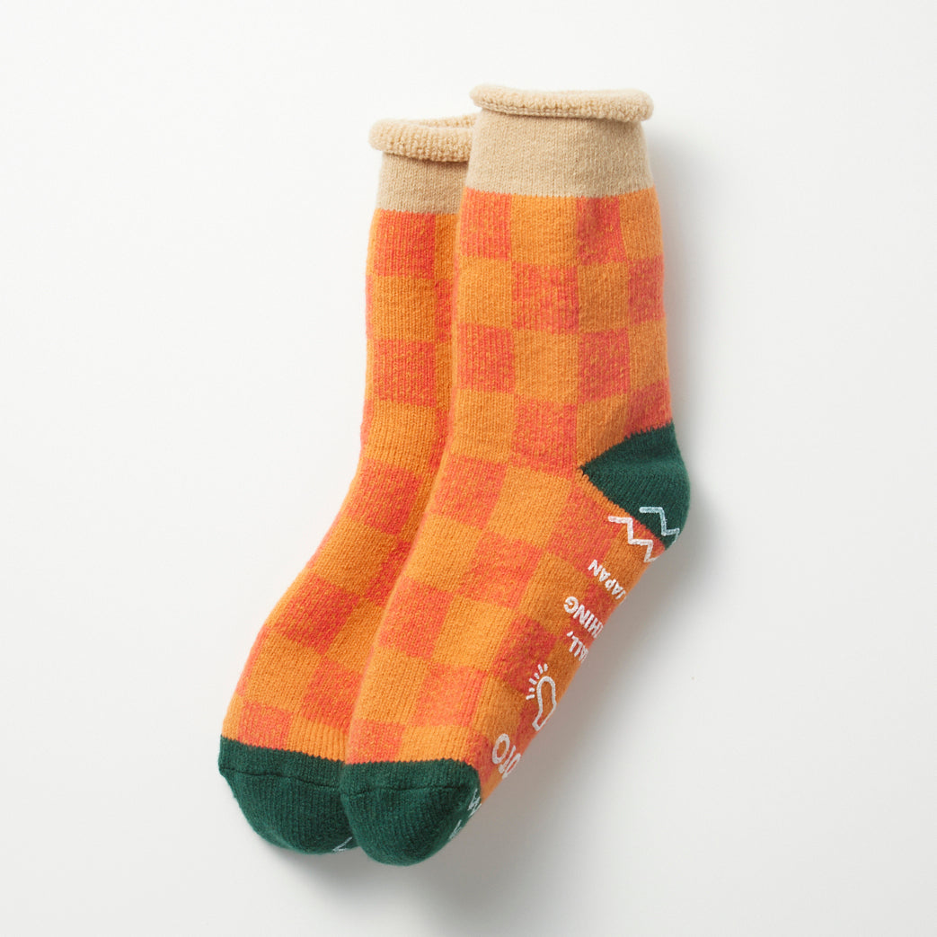 Pile Room "Checkerboard" Socks - Beige/D. Green