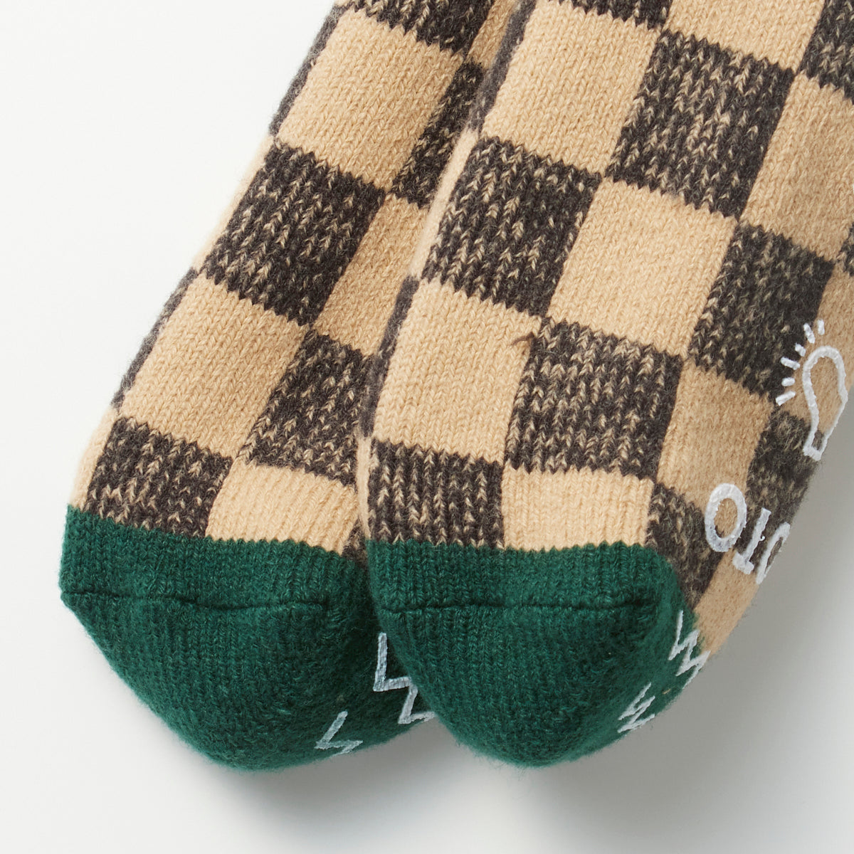 Pile Room "Checkerboard" Socks - L. Orange/D. Green