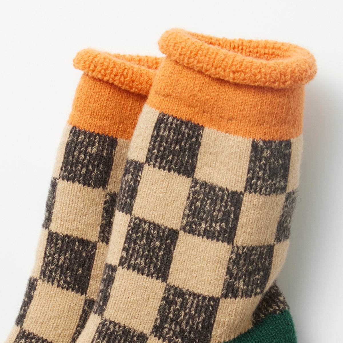 Pile Room "Checkerboard" Socks - L. Orange/D. Green