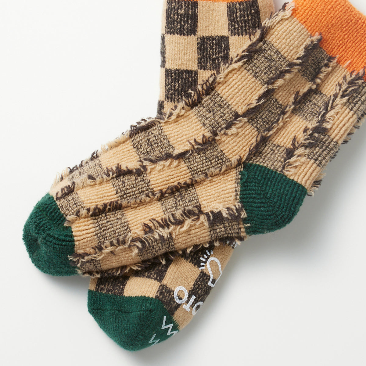 Pile Room "Checkerboard" Socks - L. Orange/D. Green