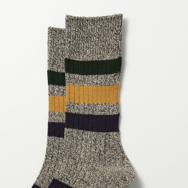 Park Stripe Crew Socks - Dark Grey