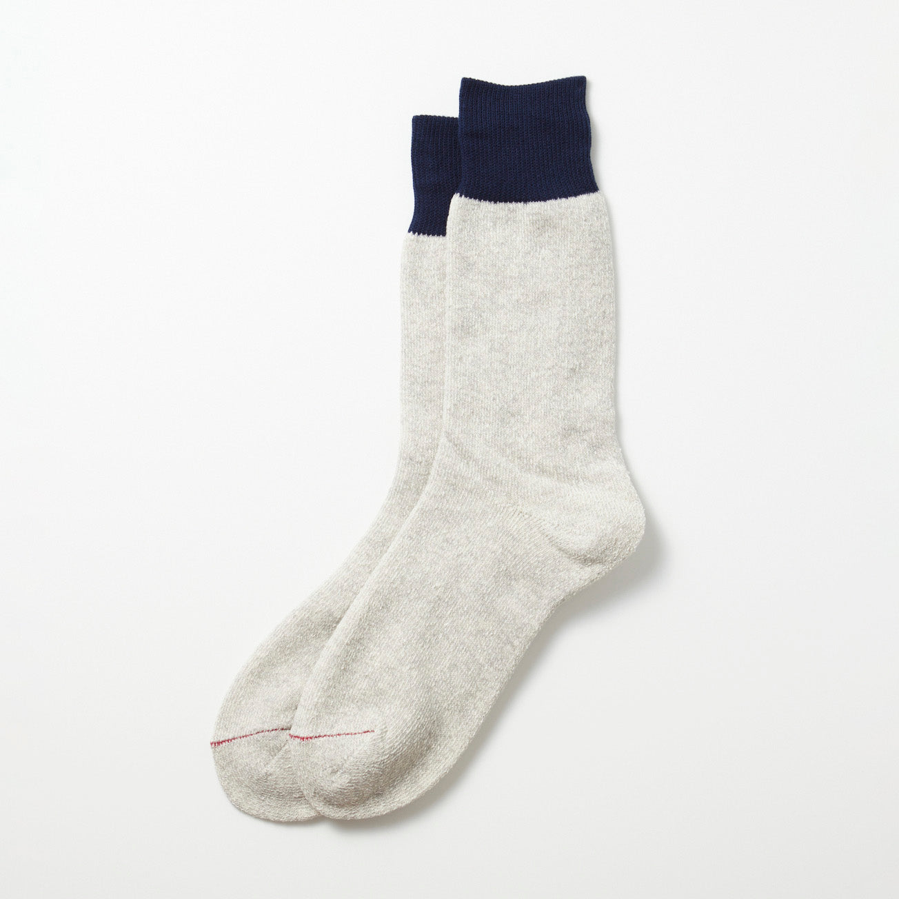 Double Face Crew Socks - Navy/L.Gray Silk & Cotton