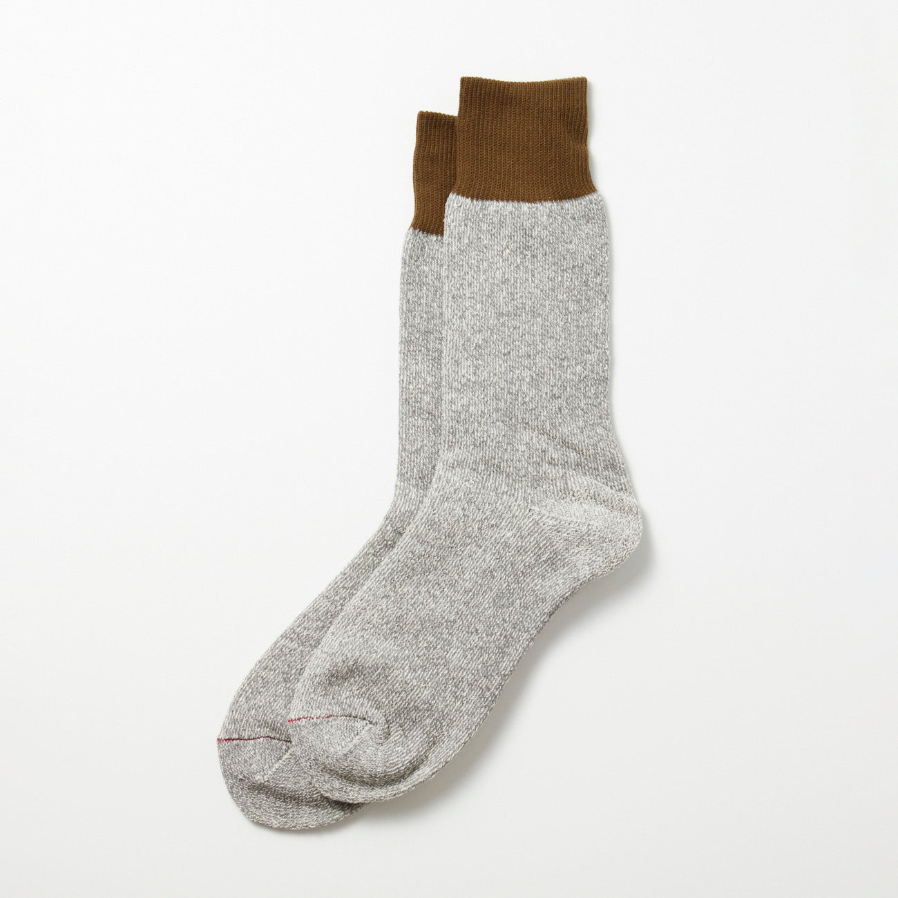 Double Face Crew Socks - Olive/Grey Silk & Cotton
