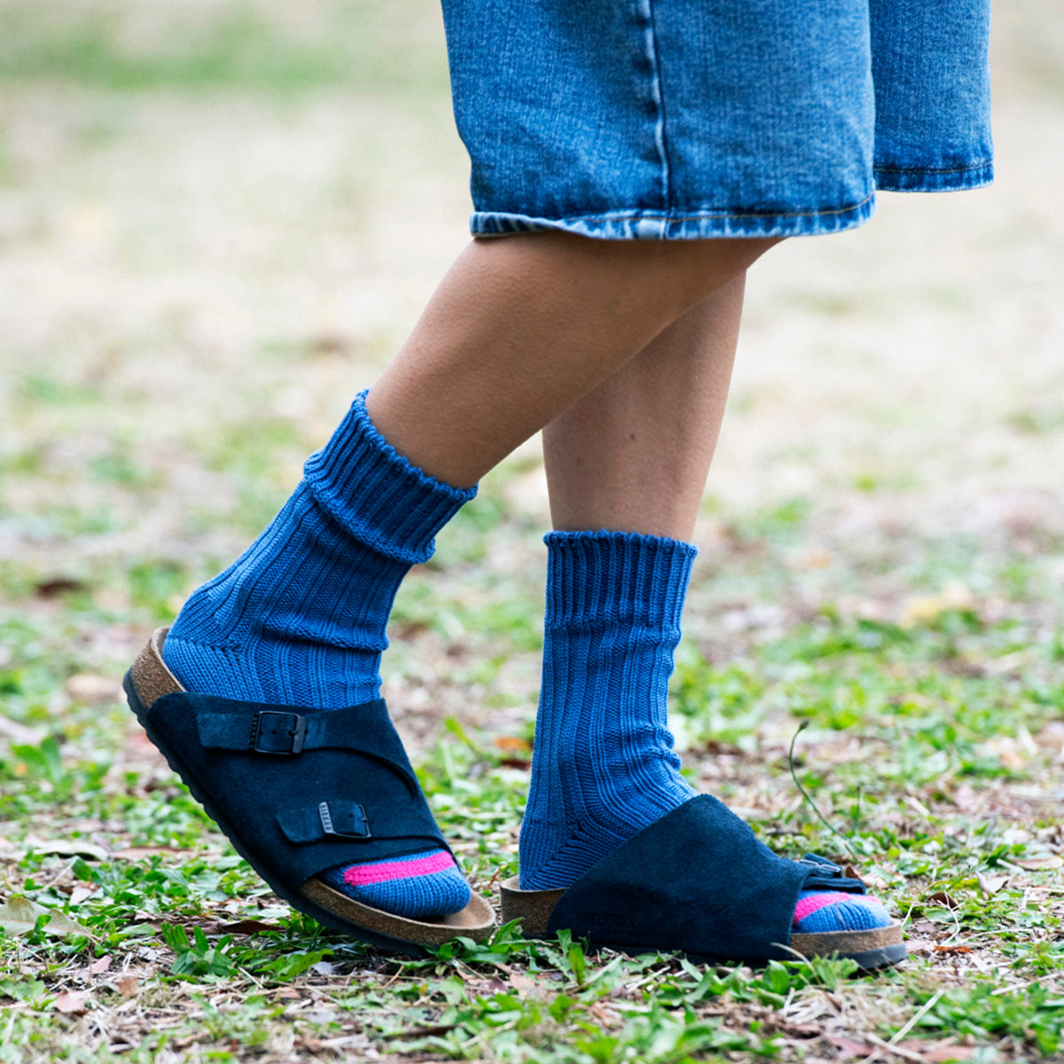 Chunky Ribbed Socks - Smalt Blue