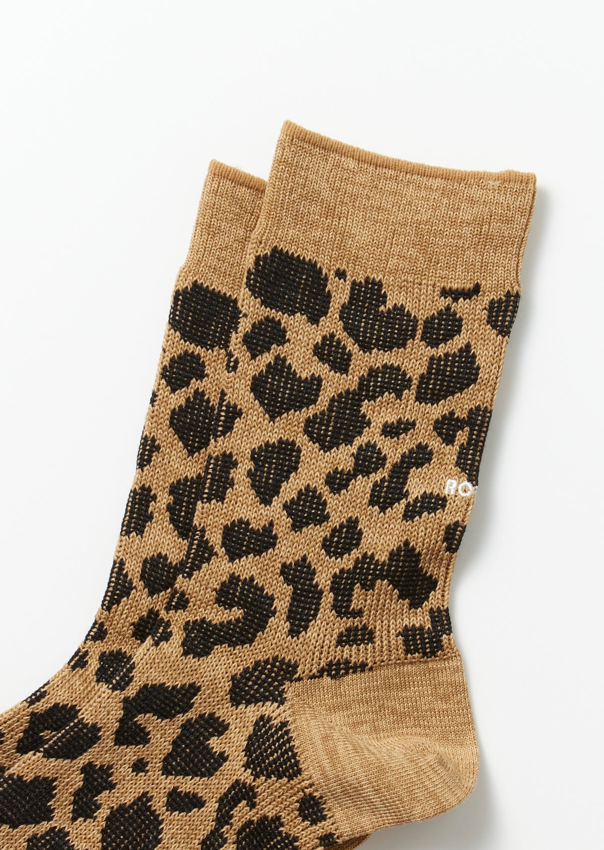 Leopard Mini Crew Socks - Beige