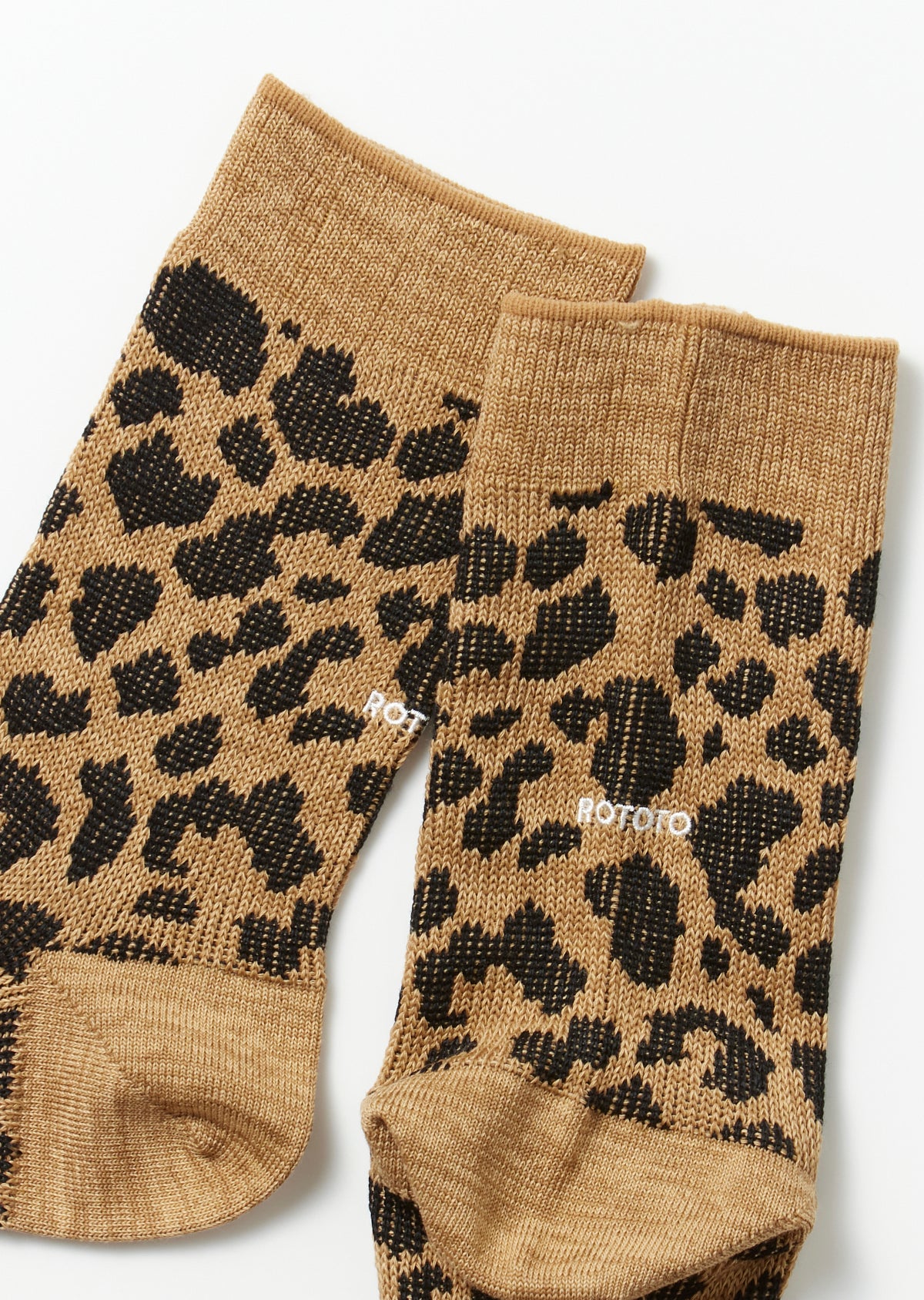 Leopard Mini Crew Socks - Beige