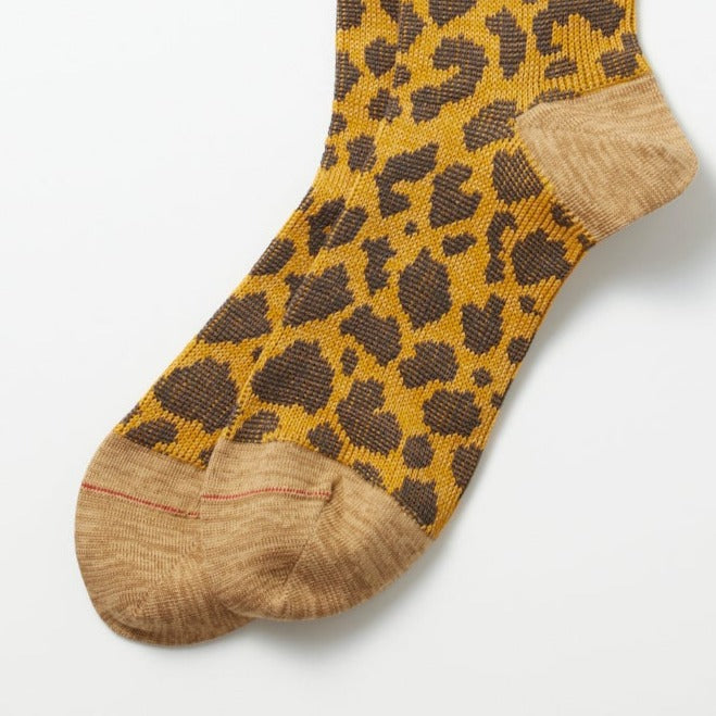 Leopard Mini Crew Socks - Yellow