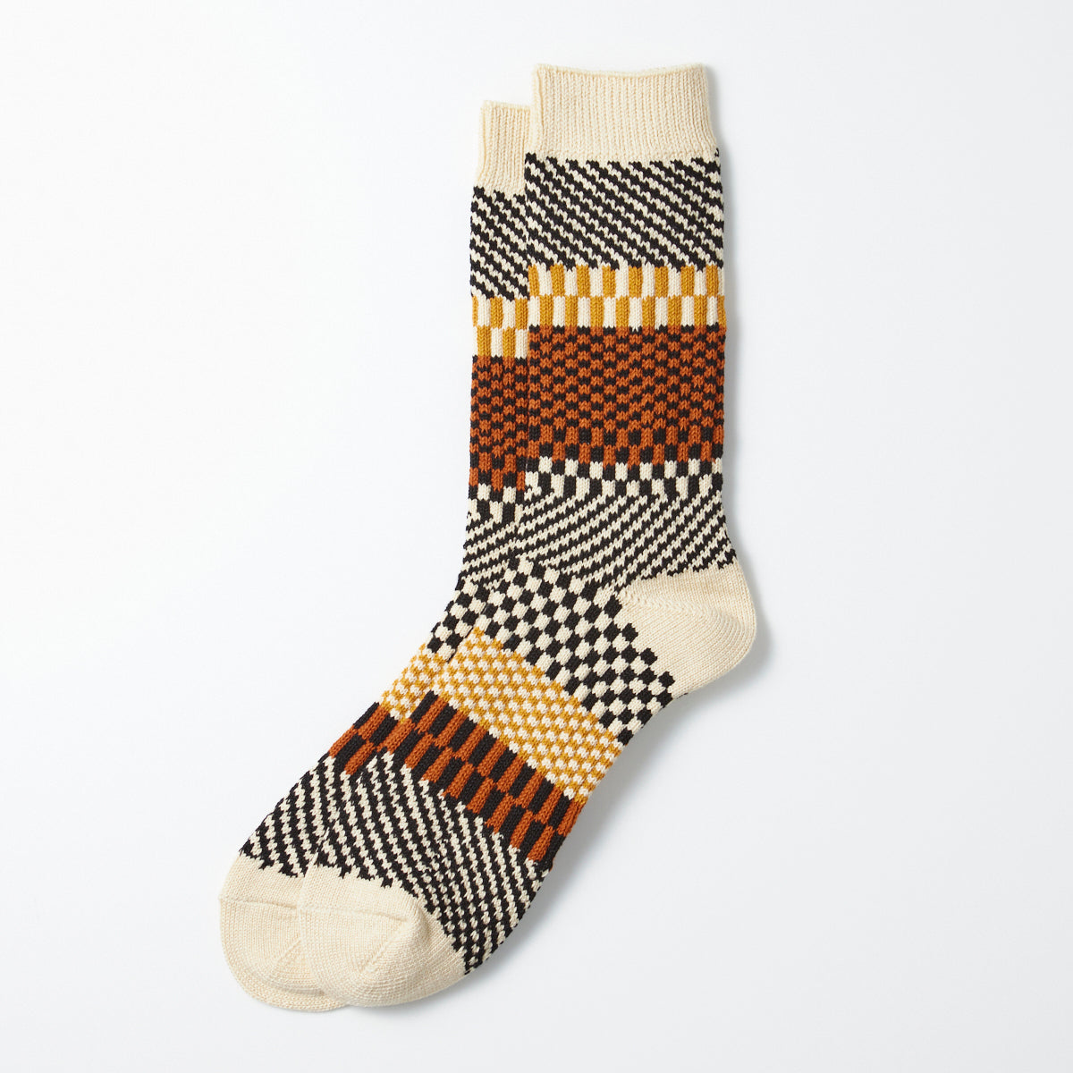 Check & Step Socks - Black