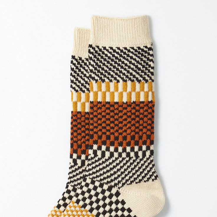 Check & Step Socks - Black