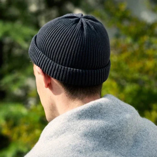 Cotton Roll Up Beanie - Dark Grey