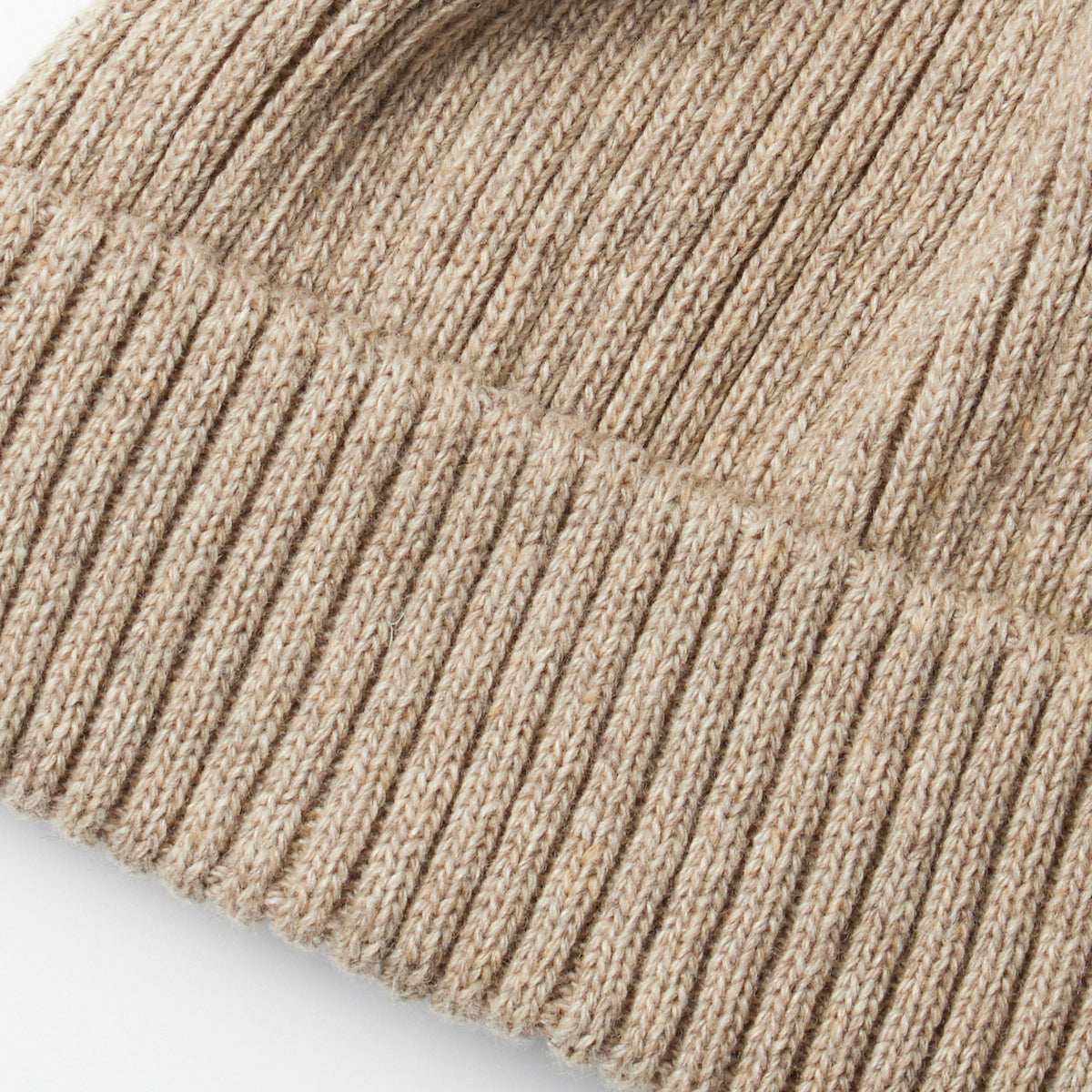 Recycled Wool/Poly 2×2 Beanie - Beige