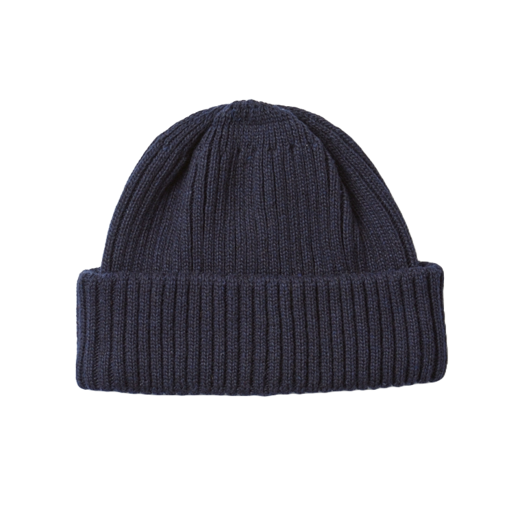 Recycled Wool/Poly 2×2 Beanie - Navy