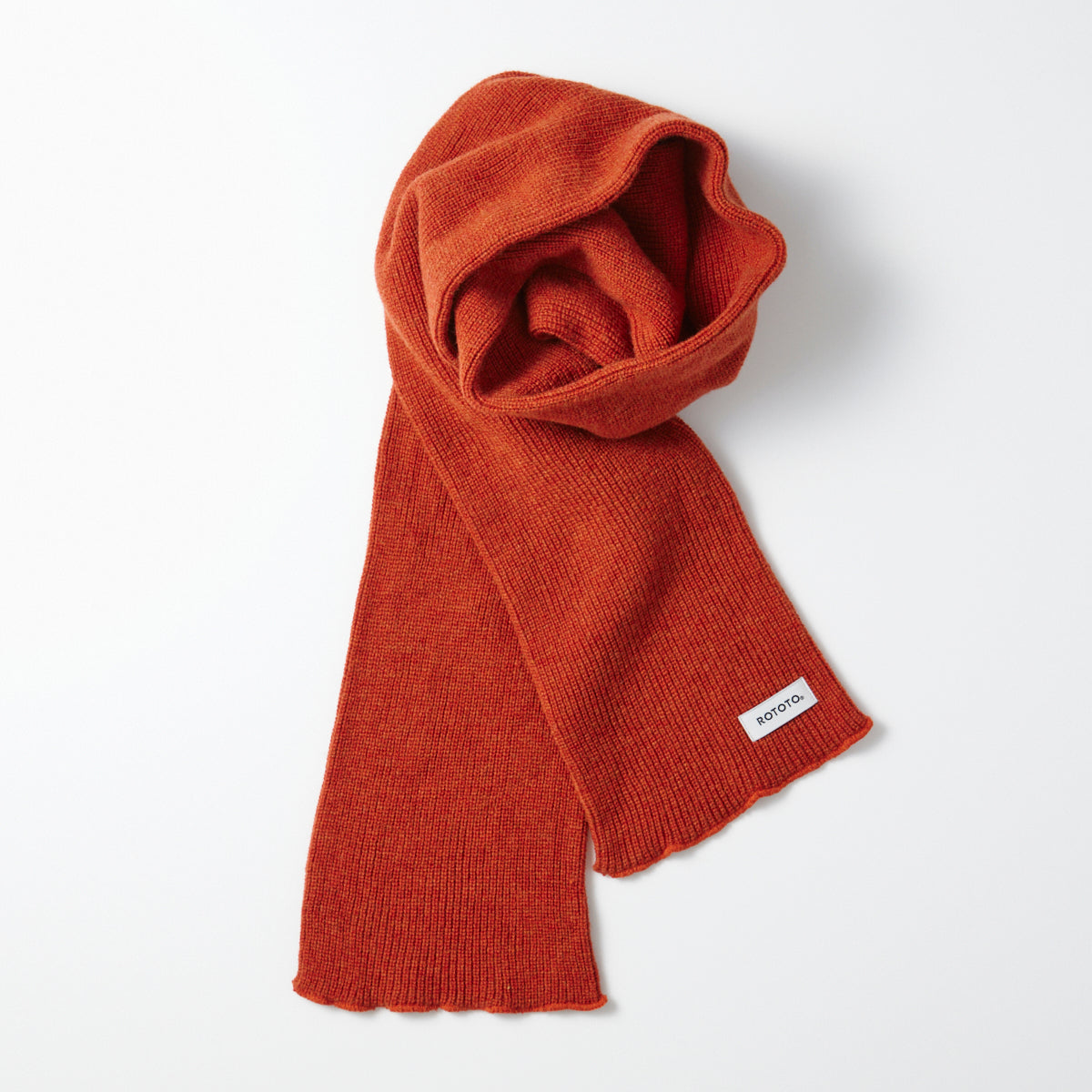 Merino Lambswool Knitted Scarf - Brick