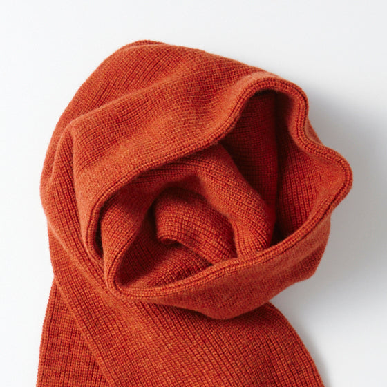 Merino Lambswool Knitted Scarf - Brick